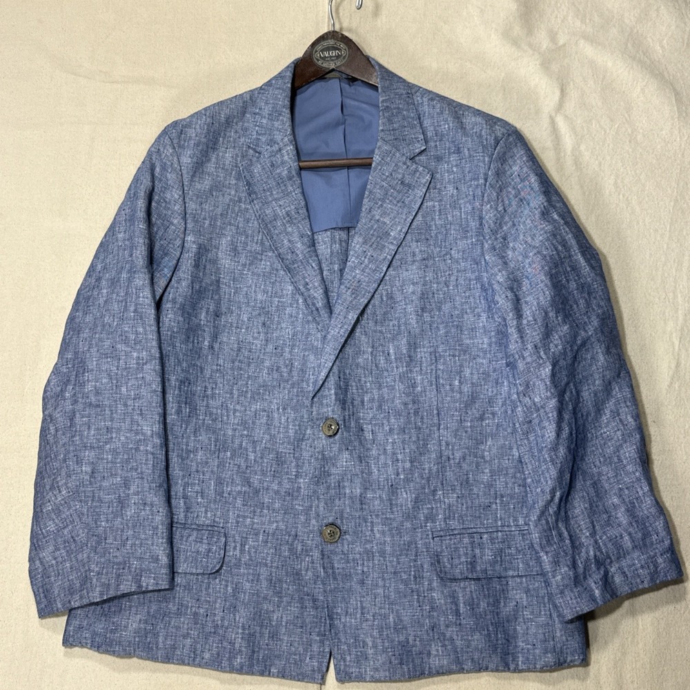 Linen Blazer Blue Tasso Elba Mens Blue Sport Coat Summer Wedding Sz Large